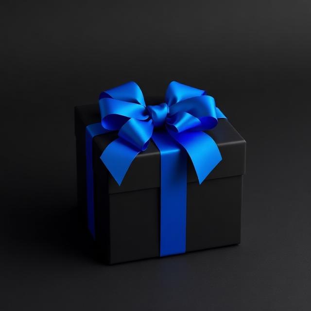 Confezione regalo nera con fiocco in raso blu